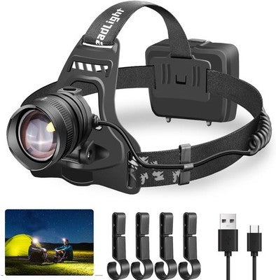WholeFire LED Head Torch XHP50 5000lm USB Rechargeable Zoom Waterproof