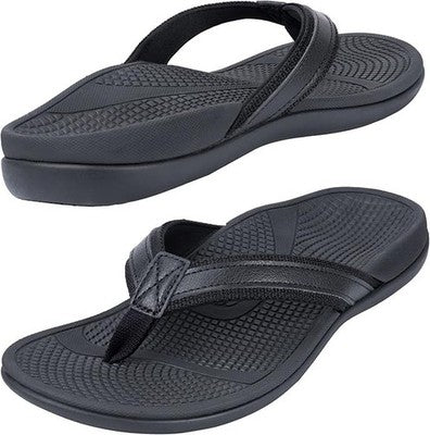 Thearches Mens Flip Flops Orthotic Arch Support Thong Sandals Black UK 8