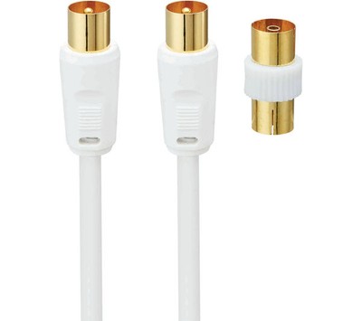 Logik Male Aerial Cable - 2 M With Female To Female Adapter (L2AERA15) - White