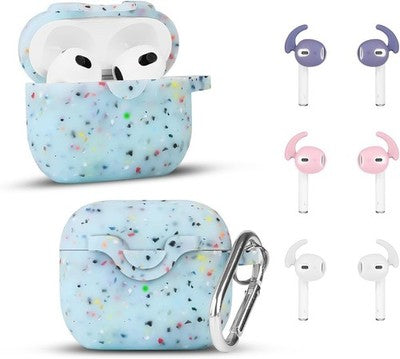 Xmbygy Case For Airpods 3Rd Generation (2022) Silicone Cover Glow Blue With Keyc