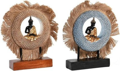 Decorative Figure Dkd Home Decor Beige Blue Buddha Oriental 2 Units