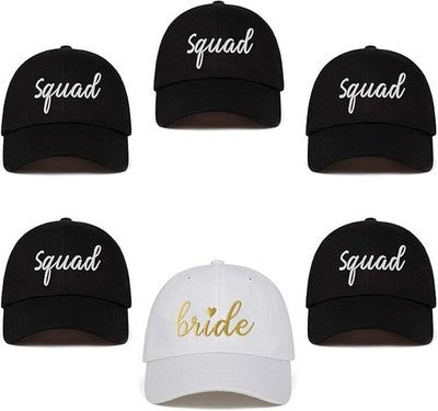 LADY&HOME Hen Party Caps Set of 6 Bride Bride Tribe Adjustable Cotton Hats