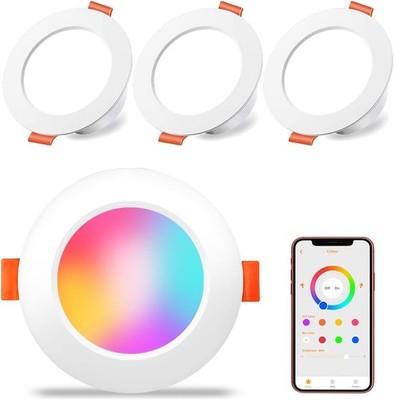 Bhochy Smart LED Downlights APP Control RGB Warm White 4 Pack 3 Inch