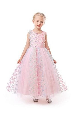 ELSA & ANNA Girls Ball Gown Dress XA2022-4PNK, Pink, 3-4 Years