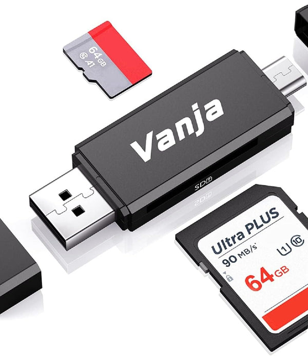 Vanja SD/Micro SD Card Reader, Micro USB SD Card Adapter and USB to SD Memory Card Reader OTG Device - Rebx.co.uk