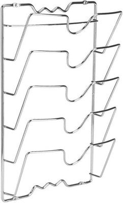 OldPAPA Pot Lid Organiser 5 Slot Metal Wire Rack Door Mounted Silver Kitchen