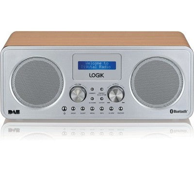 Logik L75DAB20 Portable DAB+/FM Bluetooth Radio - Silver & Wood