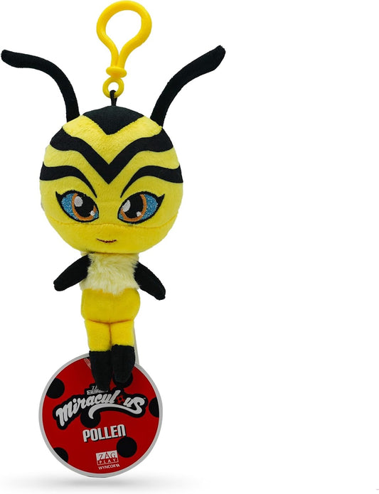 Miraculous Ladybug - Kwami Lifesize Pollen, 5-inch Bee Plush Clip-on Toys for Kids, Super Soft Collectible Stuffed Toy with Glitter Stitch Eyes and - Rebx.co.uk