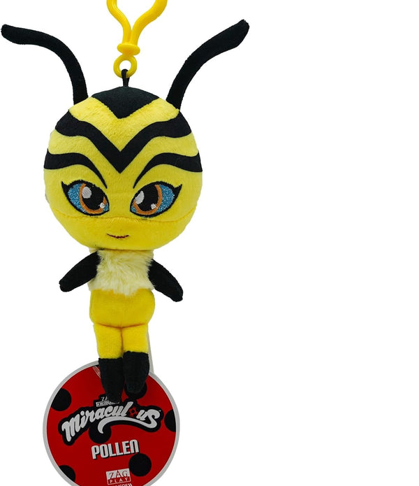 Miraculous Ladybug - Kwami Lifesize Pollen, 5-inch Bee Plush Clip-on Toys for Kids, Super Soft Collectible Stuffed Toy with Glitter Stitch Eyes and - Rebx.co.uk