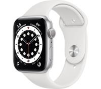 Apple Watch Series 6 (GPS, 44mm) Silver Aluminium Case + White Strap