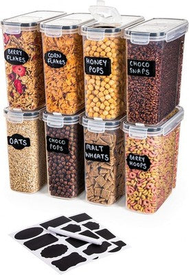 nuovva Airtight Cereal Storage Containers Set 8 x 2.5L Food Containers