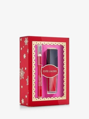 Est�e Lauder Limited Edition Reds Liquid Lip Duo Gift Set Makeup Travel Size