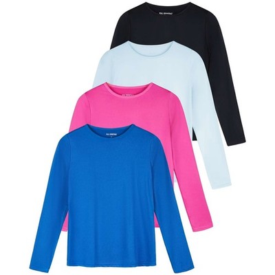 4 Pack Women's Quick Dry Long Sleeve Workout Tops Stretch Fit Medium