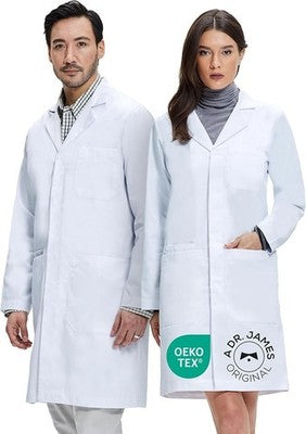 Dr. James Lab Coat White X-Small - 100% Cotton, Tablet Pockets