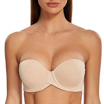 MELENECA Strapless Push Up Bra, Beige, 36D