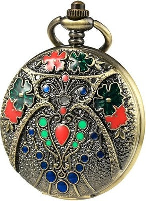 TREEWETO Antique Bronze Automatic Mechanical Pocket Watch Owl Dial Chain Box