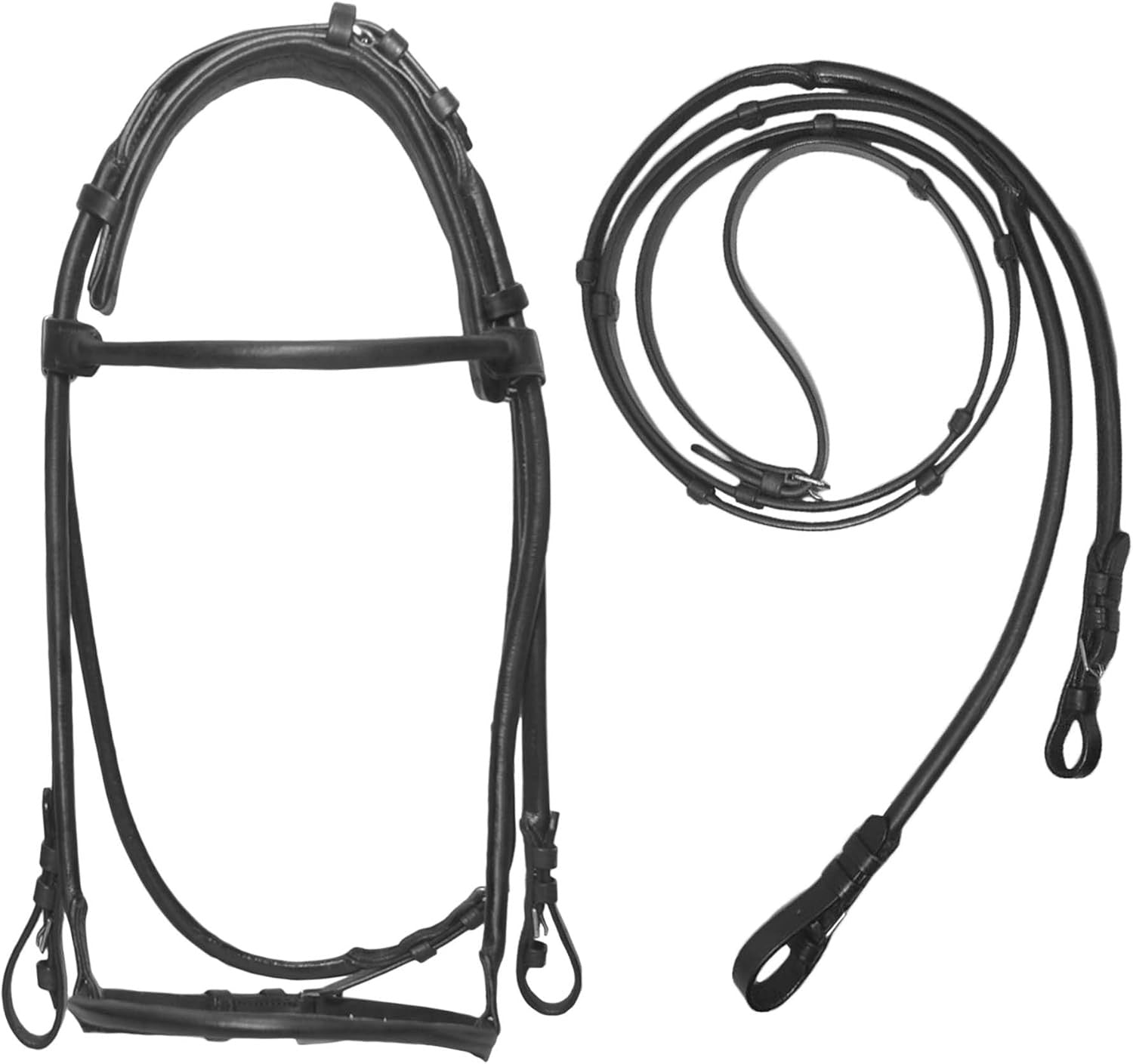 SIE Leather Rolled Horse Bridles with Reins Brown Mini Equestrian Tack