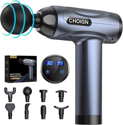 CHOIGN Massage Gun 30 Speeds Deep Tissue Percussion Massager 8 Heads