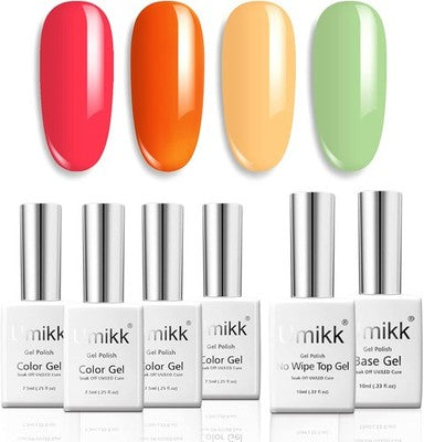 Gel Nail Polish Set 7.5 Ml With Base Coat Top Coat 10 Ml Soak Off Uv Led Cured