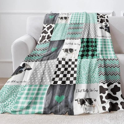 BTZO Cow Print Throw Blanket Farm Animals Cozy Gift