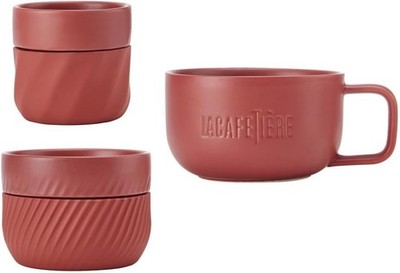 La Cafetire 3pc Coffee Lovers Family Mug Gift Set, with 380ml, 200ml & 100ml