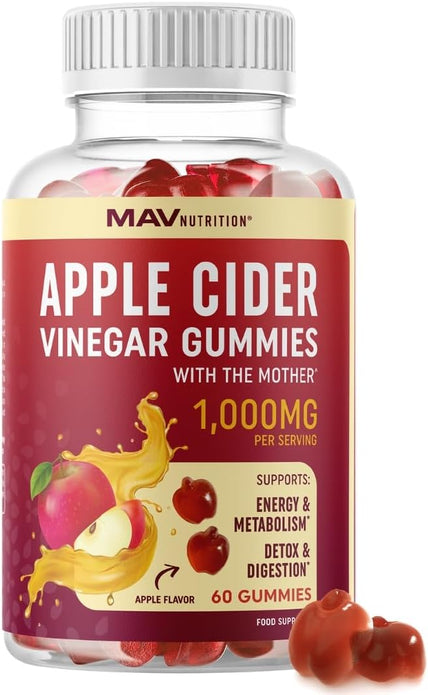 MAV Nutrition 1000mg Apple Cider Vinegar Gummies - 60 Gummies - Rebx.co.uk