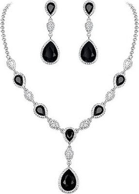 Clearine Women's Wedding Bridal Jewellery Set Teardrop Y-Necklace & Earrings