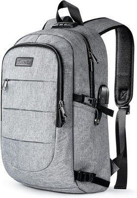 Travel Laptop Backpack Water Resistant Anti Theft Bag with USB Port Grey