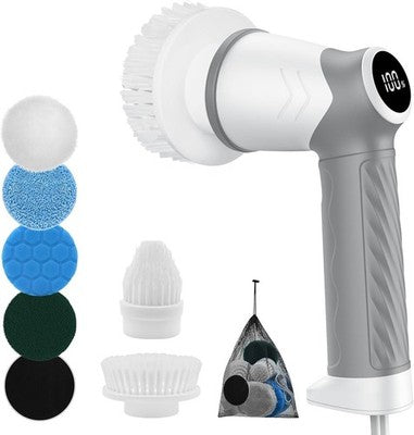 Electric Spin Scrubber 360� Cleaning Brush 5 Heads 350RPM Bathroom Kitchen