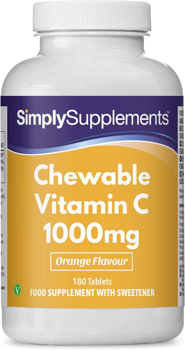 Vitamin C 1000mg Tablets | Chewable & Orange Flavour | Immune System Support - Rebx.co.uk