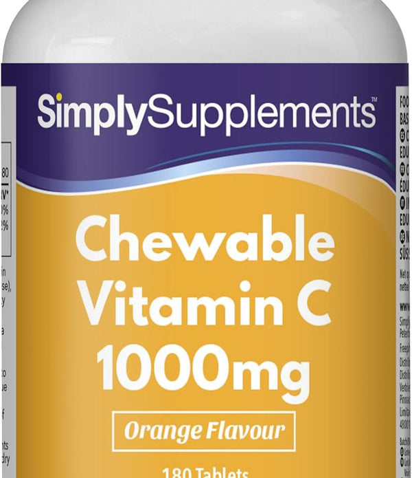 Vitamin C 1000mg Tablets | Chewable & Orange Flavour | Immune System Support - Rebx.co.uk