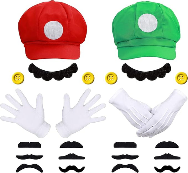 Mario Bros Mario Hat with M Luigi Hats with L - Mario Caps Luigi Caps - NEW - Rebx.co.uk