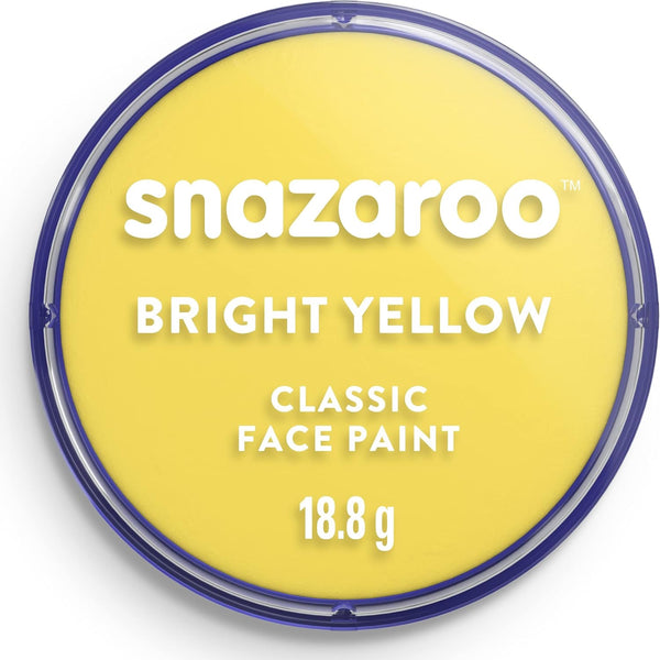 Snazaroo Classic Face and Body Paint for Kids and Adults, Bright Yellow Colour, Water Based, Easily Washable, Non-Toxic, Makeup, Body Painting for Parties, for Ages 3+, Packaging May Vary - BRIGHT YELLOW - Rebx.co.uk