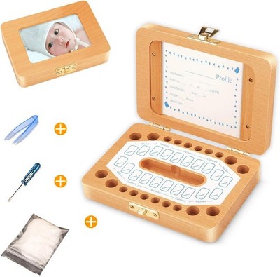 Solid Wood Baby Tooth Box For Teeth & Hair, Keepsake Organizer, Baby Shower Gift