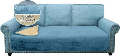 Granbest L Shaped Sofa Cushion Cover Rabbit Fur Plush Azure Blue Chaise