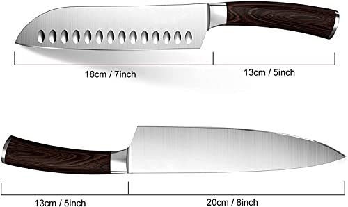 Enfmay Kitchen Knife Set, German High Carbon Steel, Chef & Santoku Knife, 2pc