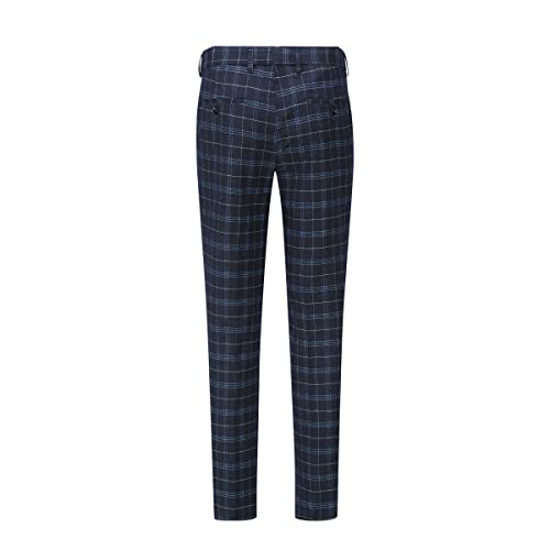 Allthemen Men's 2 Piece Slim Fit Tuxedo Suit Plaid Black Size M