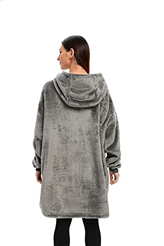 C Hello Cloud Oversized Hoodie Blanket, Wearable Blanket Sweatshirt, Grey