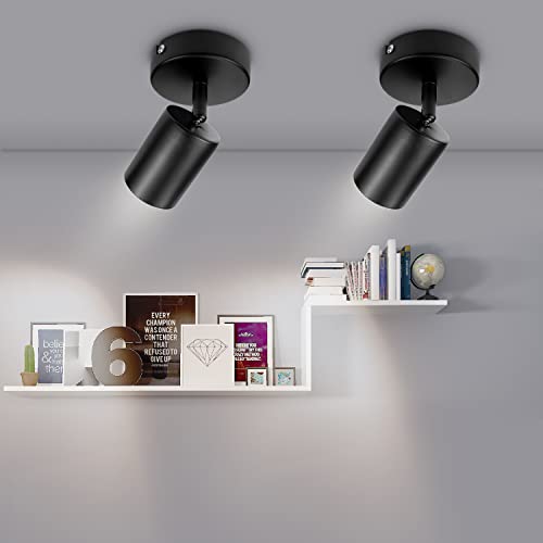 Dehobo Wall Light Spotlight Indoor In Matt Black Adjustable, 6W, 2 Pack
