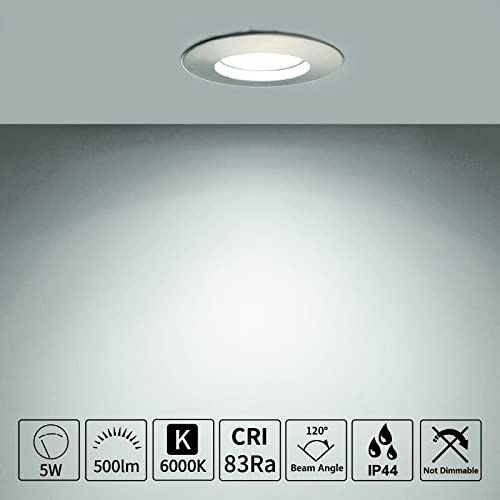 HiBay LED Downlights 6 x 5W IP44 6000K Cool White Brushed Chrome Slim 240V - view 7