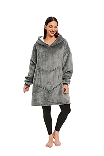 C Hello Cloud Oversized Hoodie Blanket, Wearable Blanket Sweatshirt, Grey