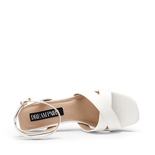 Dream Pairs Womens Ankle Strap Sandals Low Square Heel White Size 41 EU 7 UK - view 3