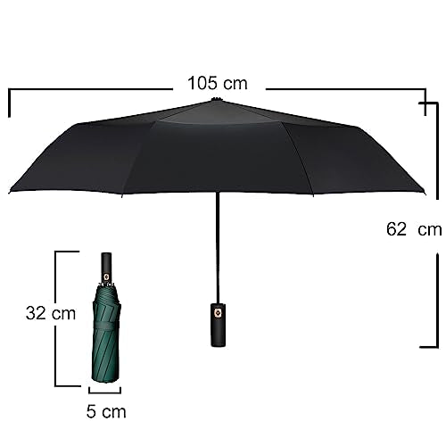 Yaneno Windproof Compact Travel Umbrella Automatic Black