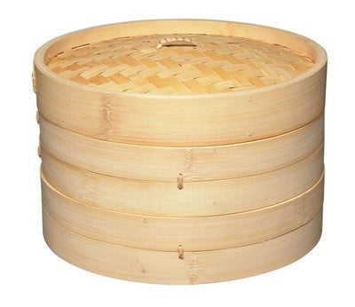 KitchenCraft Bamboo Steamer Basket 2 Tier 25cm 9in World of Flavours