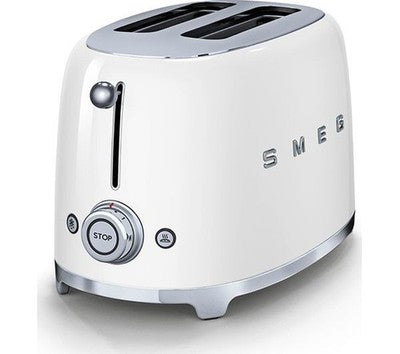 Smeg TSF01 2-Slice Toaster White Retro Kitchen Appliance 2 Slice 950W Home