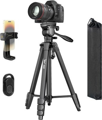 60in Aluminum Camera Tripod Fluid Head Phone Mount Remote Carry Bag Lightweight
