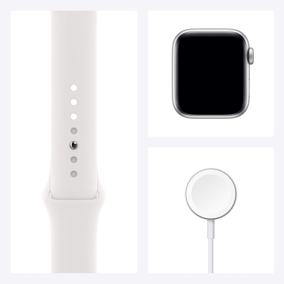 Apple Watch SE (GPS, 40mm) Silver Aluminium Case + White Strap