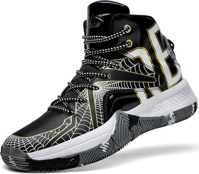Kids High Top Basketball Shoes Trainers Black Silver 2 UK