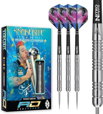 Peter Wright Snakebite Euro 11 Tungsten Darts Set 24g Flights Stems