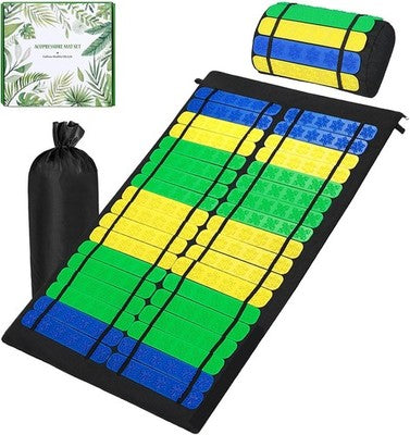 1 Set Acupressure Mat and Pillow 25.2x15.7in with Bag Shakti Massage Set